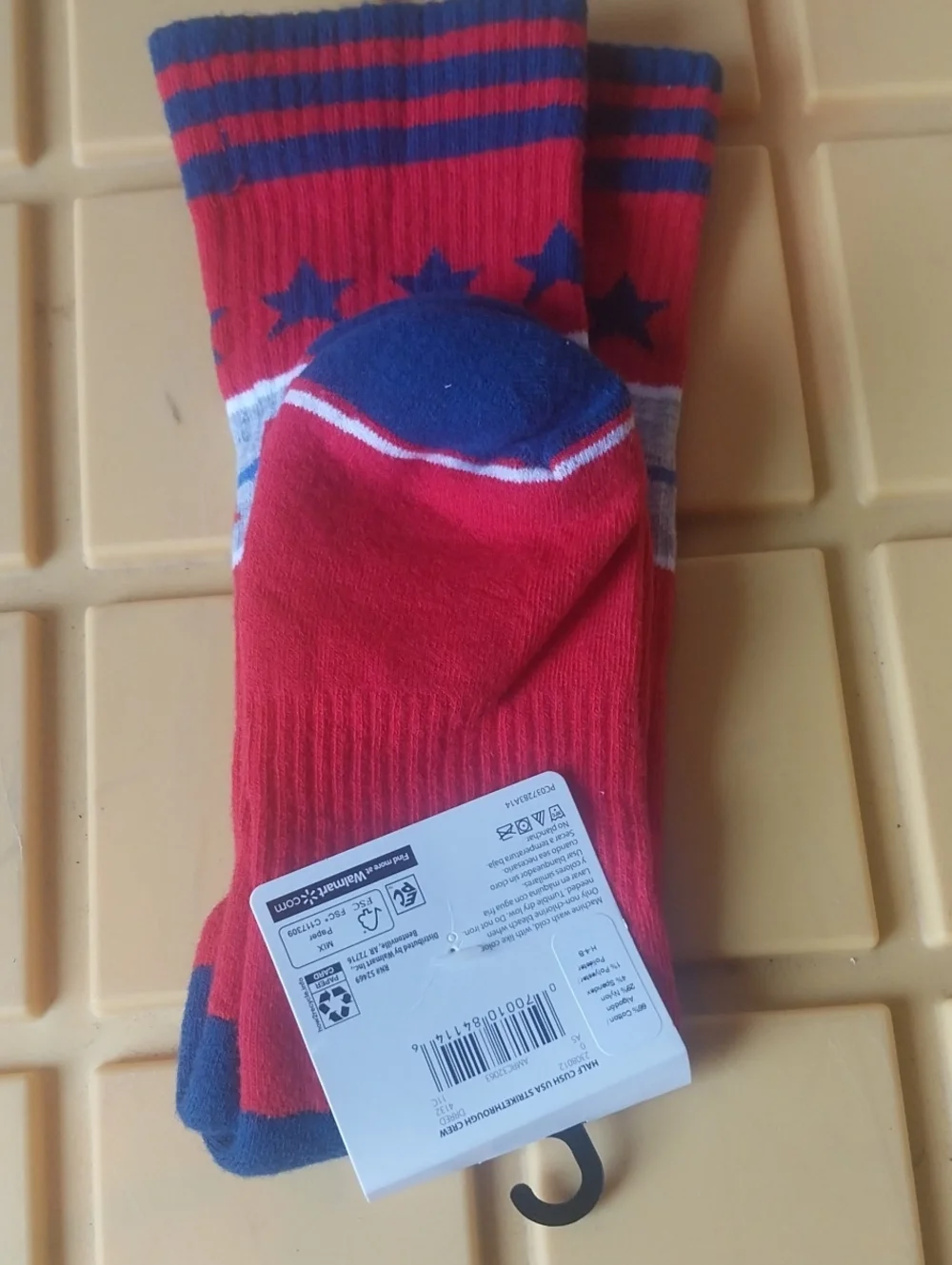 Celebrate It USA Red Crew Athletic Socks with Blue Accents